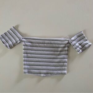 Abercrombie & Fitch Ribbed Striped Off-Shoulder Crop Top